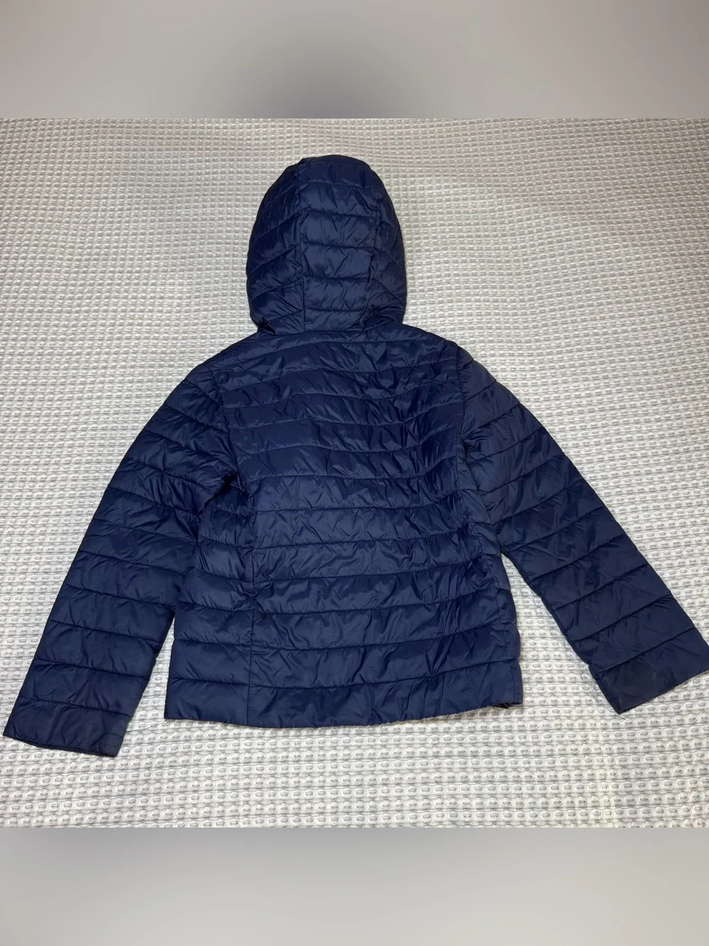 Lands' End Puffer Jacket Kids Size XS 4-5 Blue Full Zip Hooded Pockets School